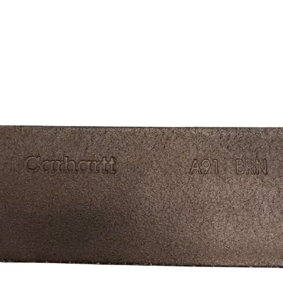 Carhartt Mens Size 52 Brown Leather Belt with Brass Buckle - Picture 5 of 7